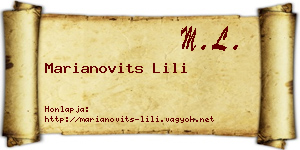 Marianovits Lili névjegykártya